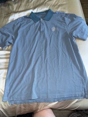 Men's Light Blue Striped Polo Shirt